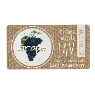 Vintage Rustic Grape Jam personalized H Label