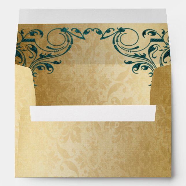 Vintage Rustic Green Gold Frame  Envelope (Back (Bottom))