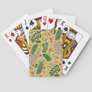 Vintage Rustic Greenery Holly Berry Christmas Playing Cards