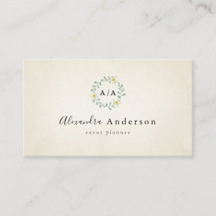 Vintage Rustic Greenery Wreath Black Business Card