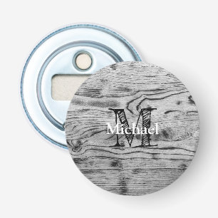 Vintage rustic grey black burnt wood Monogram Bottle Opener