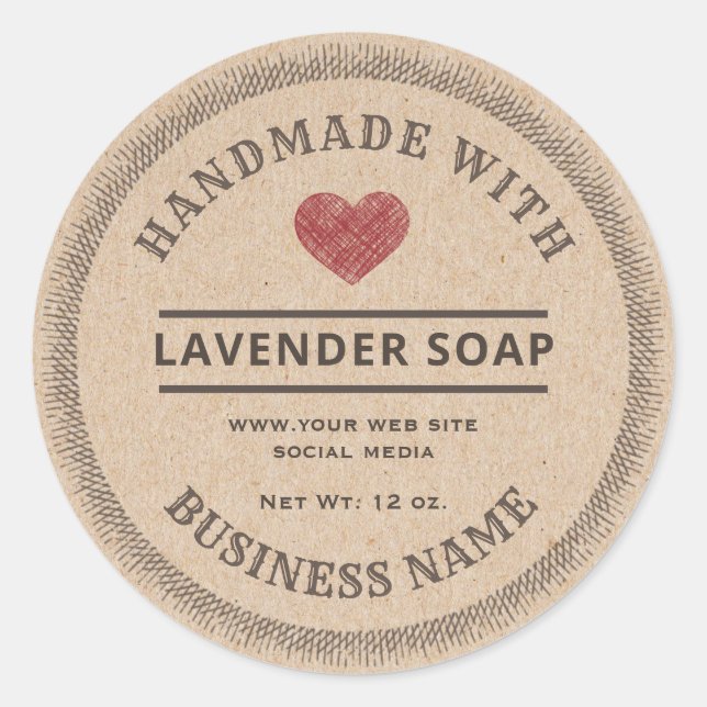 Vintage rustic handmade cardboard soap label (Front)