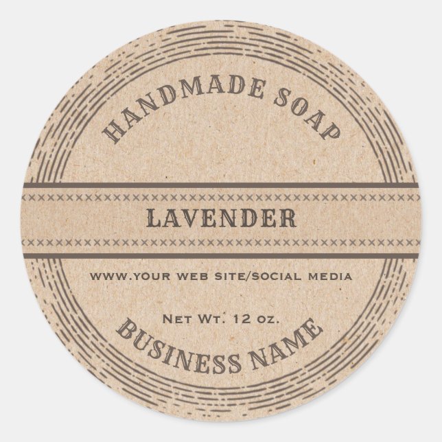 Vintage rustic handmade cardboard soap label (Front)