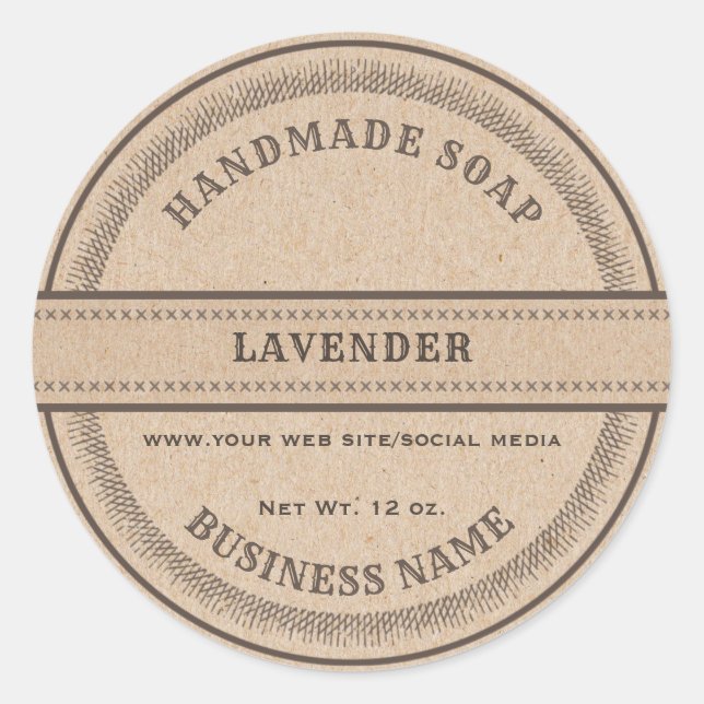 Vintage rustic handmade cardboard soap label (Front)
