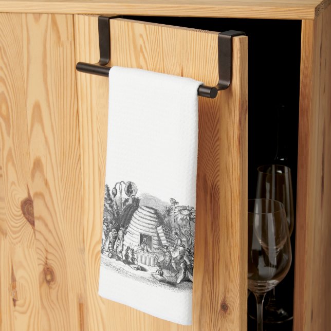 Vintage Rustic Honey Bee Hive  Kitchen Towel (Thirds Fold)