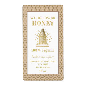 Vintage rustic Kraft gold beehive honey jar