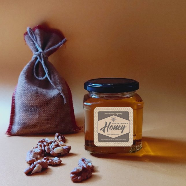 Vintage rustic Kraft honey bee honey jar label (Creator Uploaded)