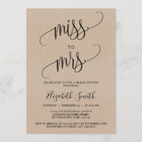 Vintage rustic kraft paper miss to mrs bridal