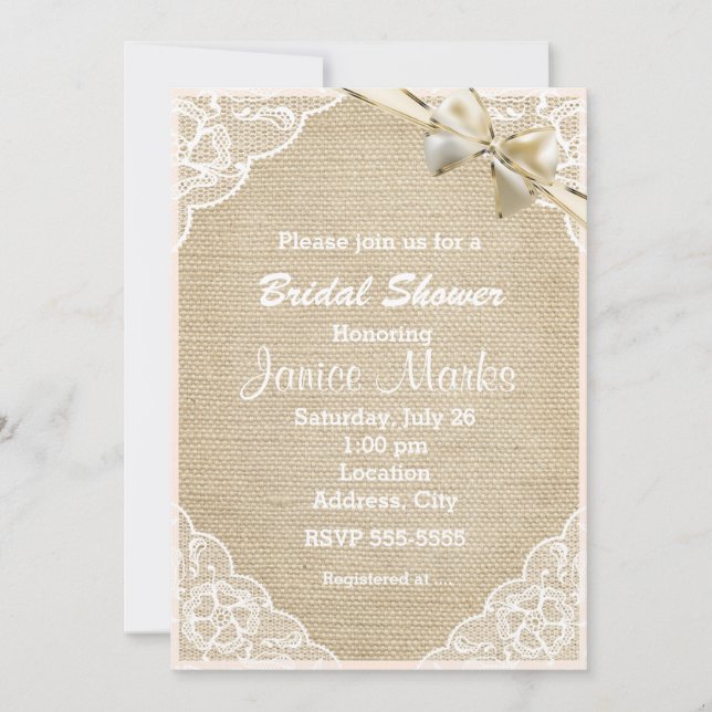 Vintage Rustic Lace Bridal Shower Invitation (Front)