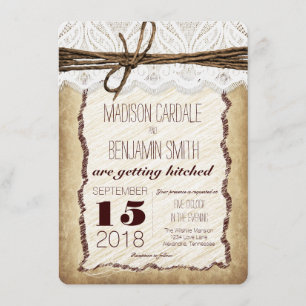 Vintage Rustic Lace Twine Wedding Invitations