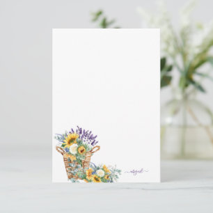 Vintage Rustic Lavender & Sunflower Custom Blank Thank You Card