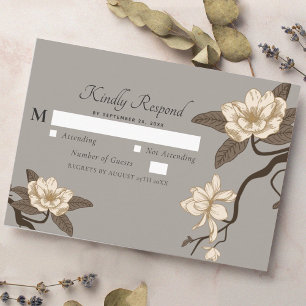 Vintage Rustic Magnolia Grey Wedding RSVP Enclosure Card