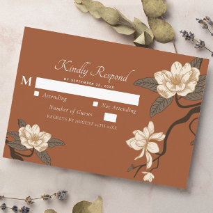 Vintage Rustic Magnolia Terracotta Wedding RSVP Enclosure Card