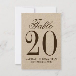 Vintage Rustic Mariage Numéro de table