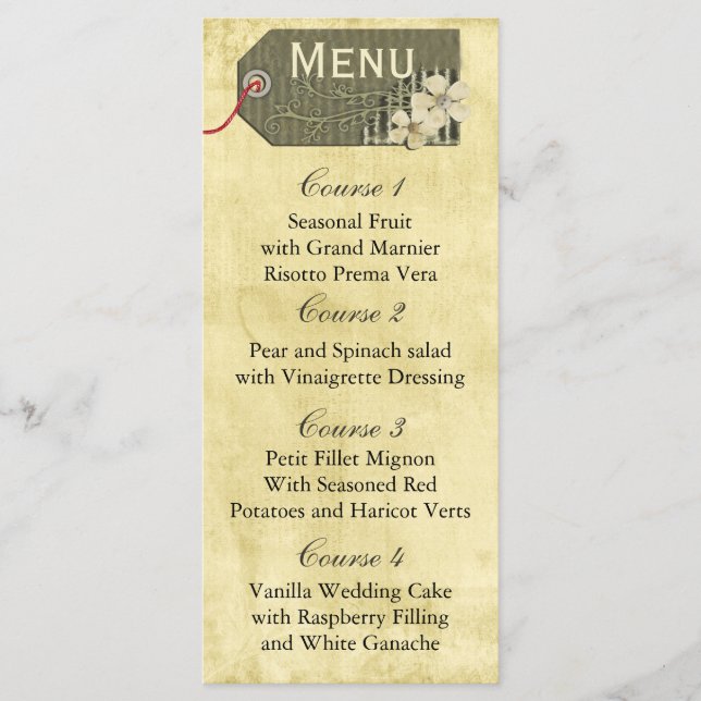 vintage rustic mason jar wedding menu (Front)