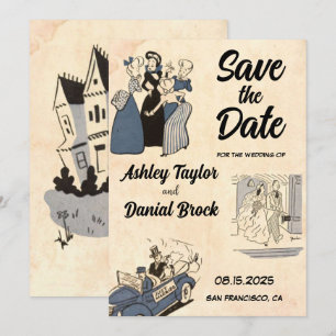Vintage Rustic Modern Retro Wedding Save the Date Invitation