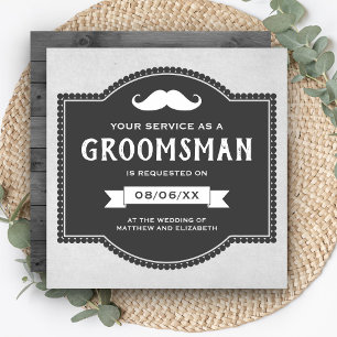 Vintage Rustic Moustache Groomsman Request Invitation