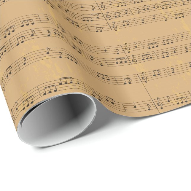 Vintage Rustic Music-Sheet Wrapping Paper (Roll Corner)