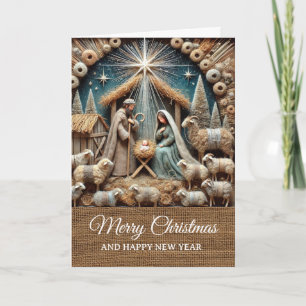 Vintage Rustic Nativity Scene Merry Christmas  Card
