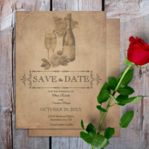 Vintage Rustic Old Parchment Victorian Wedding Save The Date