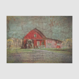 Vintage Rustic Old Red Texture Barn Tissue Paper
