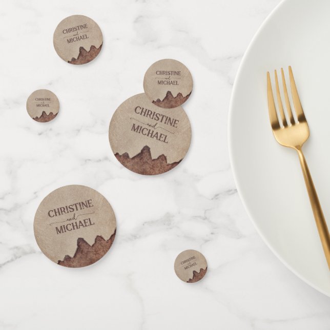 Vintage rustic paper brown mountains wedding confetti (Group)