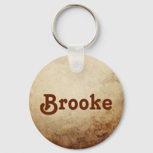 Vintage Rustic Paper Texture Rust Brown Keychain