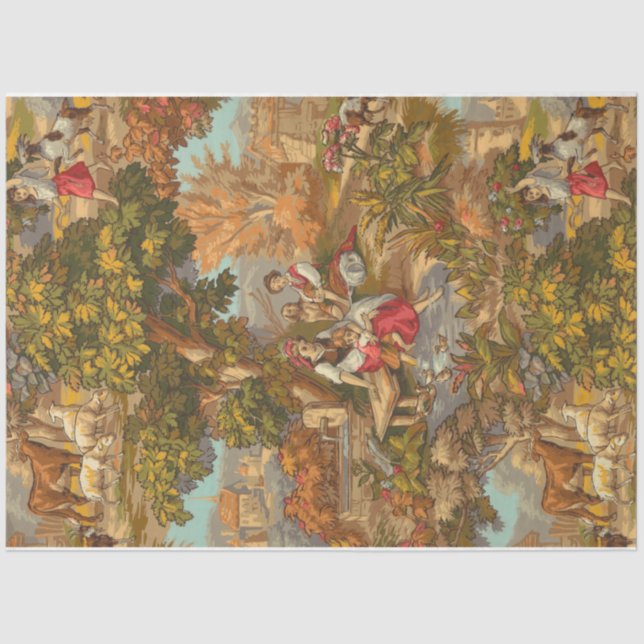 Vintage Rustic Pastoral Country Scene Tissue Paper (Front)