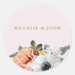 Vintage Rustic Peach Engagement Party Sticker