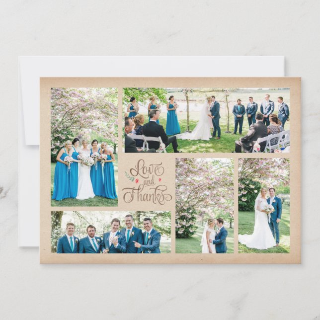 Vintage Rustic Photo Collage Merci Cartes (Devant)