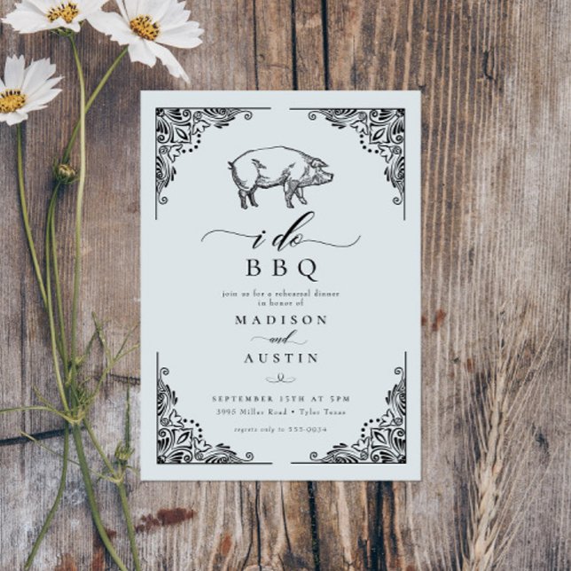 Vintage Rustic Pig I Do BBQ Rehearsal Dinner Invitation (Creator Uploaded)