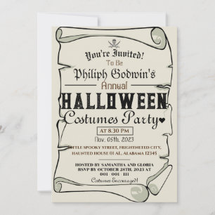 Vintage rustic Pirates Halloween Costume Party  Invitation