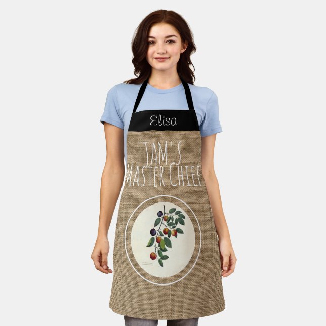Vintage Rustic Plum Jam personalized Apron (Worn)