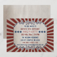 Vintage Rustic Red and Blue Memorial Day Birthday