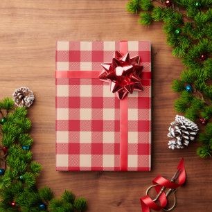 Vintage rustic red tan buffalo check plaid Pattern Wrapping Paper