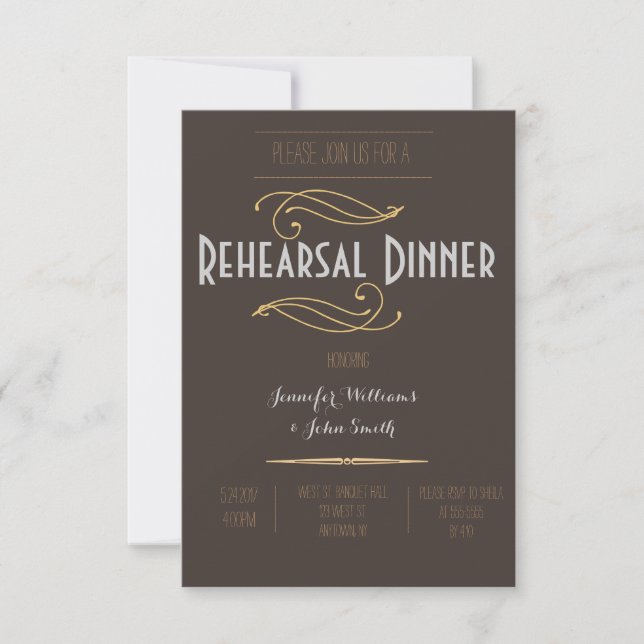 Vintage Rustic Rehearsal Dinner Invitations (Front)