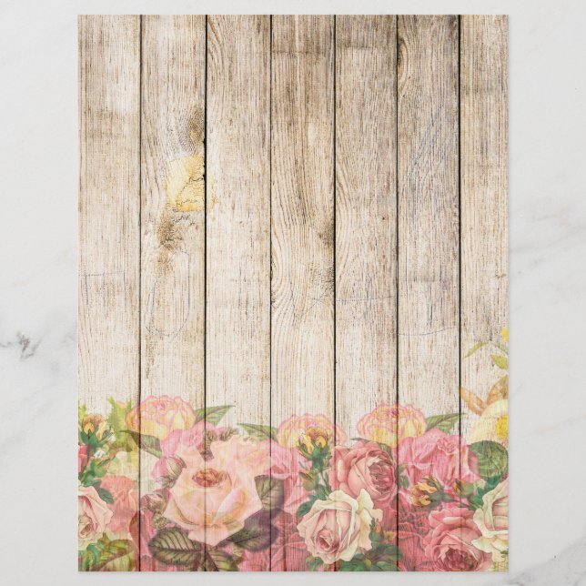 Vintage Rustic Romantic Roses Wood (Front)