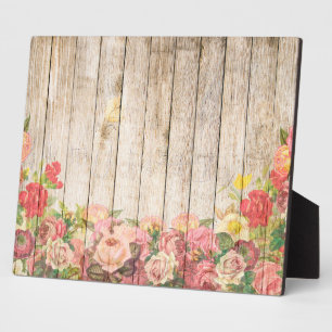 Vintage Rustic Romantic Roses Wood Plaque
