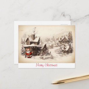 Vintage rustic Santa Clouse Postcard