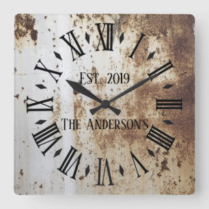 Vintage Rustic Shabby Chic Distressed Antique Square Wall Clock