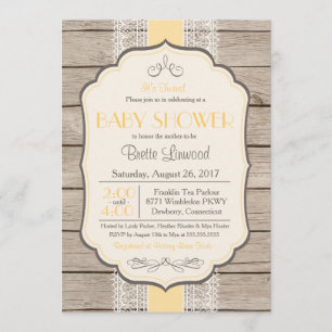 Vintage Rustic Shower Invitation, Baby or Bridal Invitation