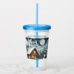 Vintage/Rustic/Snowman/Christmas Acrylic Tumbler
