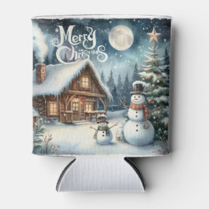Vintage/Rustic/Snowman/Christmas Can Cooler