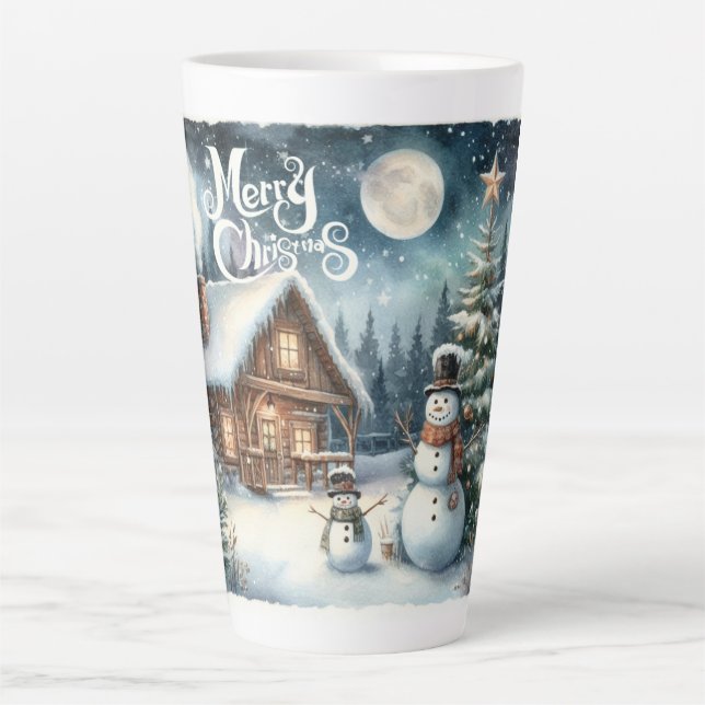 Vintage/Rustic/Snowman/Christmas Latte Mug (Front)