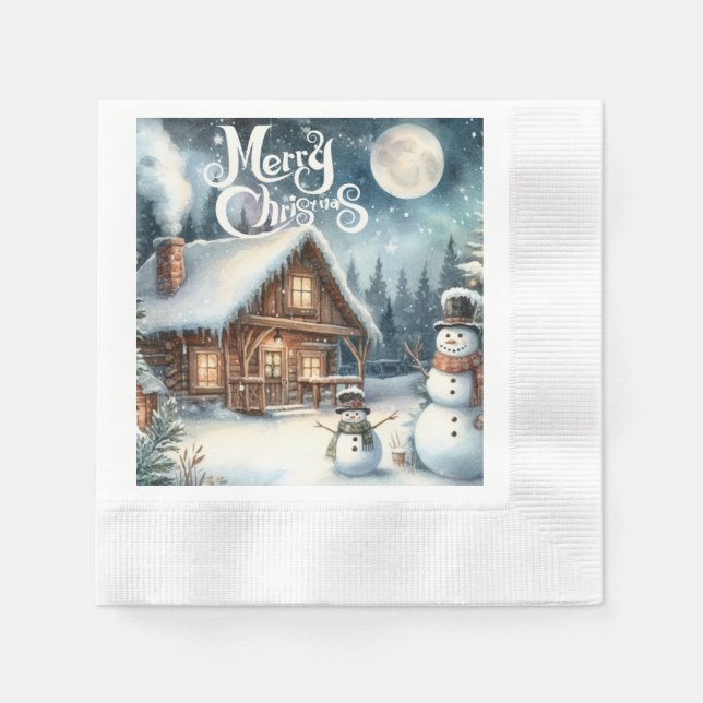 Vintage/Rustic/Snowman/Christmas Napkin (Front)