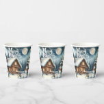 Vintage/Rustic/Snowman/Christmas Paper Cups<br><div class="desc">artwork</div>