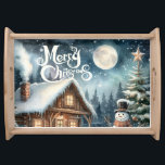 Vintage/Rustic/Snowman/Christmas Serving Tray<br><div class="desc">artwork</div>