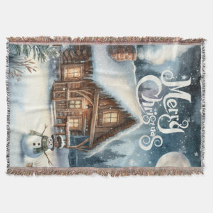 Vintage/Rustic/Snowman/Christmas Throw Blanket