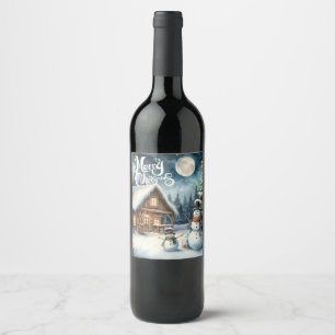 Vintage/Rustic/Snowman/Christmas Wine Label