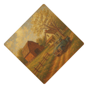 Vintage/rustic spring farm  graduation cap topper